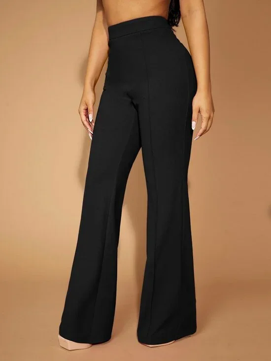 Black Elegant Women's Pants - Picture 3 of 5
